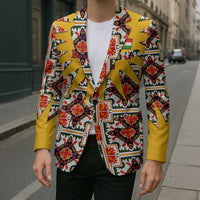 Iraq Kurdistan Region Blazer Traditional Pattern Yellow Red Green - Wonder Print Shop