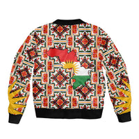 Iraq Kurdistan Region Bomber Jacket Traditional Pattern Yellow Red Green - Wonder Print Shop