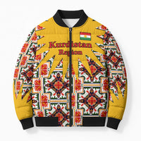 Iraq Kurdistan Region Bomber Puffer Jacket Traditional Pattern Yellow Red Green - Wonder Print Shop
