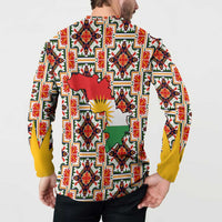 Iraq Kurdistan Region Button Sweatshirt Traditional Pattern Yellow Red Green - Wonder Print Shop