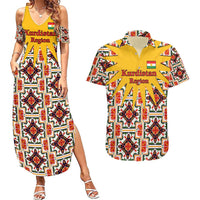 Iraq Kurdistan Region Couples Matching Summer Maxi Dress and Hawaiian Shirt Traditional Pattern Yellow Red Green - Wonder Print Shop