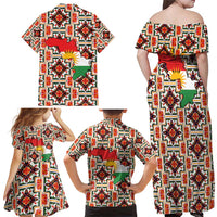 Iraq Kurdistan Region Family Matching Off Shoulder Maxi Dress and Hawaiian Shirt Traditional Pattern Yellow Red Green - Wonder Print Shop