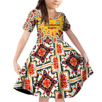 Iraq Kurdistan Region Family Matching Off Shoulder Short Dress and Hawaiian Shirt Traditional Pattern Yellow Red Green - Wonder Print Shop