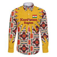Iraq Kurdistan Region Family Matching Off Shoulder Short Dress and Hawaiian Shirt Traditional Pattern Yellow Red Green - Wonder Print Shop