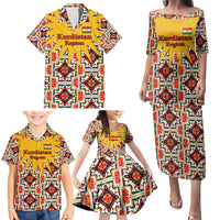 Iraq Kurdistan Region Family Matching Puletasi and Hawaiian Shirt Traditional Pattern Yellow Red Green - Wonder Print Shop