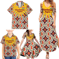 Iraq Kurdistan Region Family Matching Summer Maxi Dress and Hawaiian Shirt Traditional Pattern Yellow Red Green - Wonder Print Shop