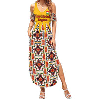 Iraq Kurdistan Region Family Matching Summer Maxi Dress and Hawaiian Shirt Traditional Pattern Yellow Red Green - Wonder Print Shop