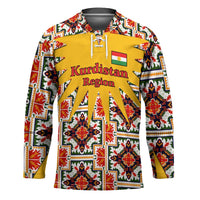 Iraq Kurdistan Region Hockey Jersey Traditional Pattern Yellow Red Green - Wonder Print Shop