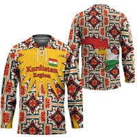 Iraq Kurdistan Region Hockey Jersey Traditional Pattern Yellow Red Green - Wonder Print Shop