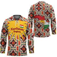 Iraq Kurdistan Region Hockey Jersey Traditional Pattern Yellow Red Green - Wonder Print Shop