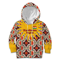Iraq Kurdistan Region Kid Hoodie Traditional Pattern Yellow Red Green - Wonder Print Shop