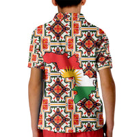 Iraq Kurdistan Region Kid Polo Shirt Traditional Pattern Yellow Red Green - Wonder Print Shop