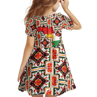 Iraq Kurdistan Region Kid Short Sleeve Dress Traditional Pattern Yellow Red Green - Wonder Print Shop