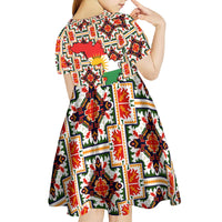 Iraq Kurdistan Region Kid Short Sleeve Dress Traditional Pattern Yellow Red Green - Wonder Print Shop