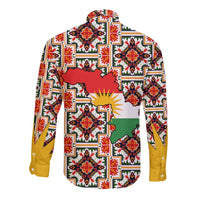 Iraq Kurdistan Region Long Sleeve Button Shirt Traditional Pattern Yellow Red Green - Wonder Print Shop