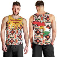 Iraq Kurdistan Region Men Tank Top Traditional Pattern Yellow Red Green - Wonder Print Shop