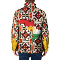 Iraq Kurdistan Region Padded Jacket Traditional Pattern Yellow Red Green - Wonder Print Shop