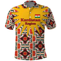 Iraq Kurdistan Region Polo Shirt Traditional Pattern Yellow Red Green - Wonder Print Shop