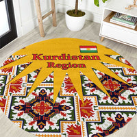 Iraq Kurdistan Region Round Carpet Traditional Pattern Yellow Red Green - Wonder Print Shop