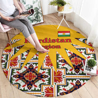 Iraq Kurdistan Region Round Carpet Traditional Pattern Yellow Red Green - Wonder Print Shop