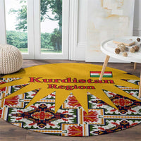 Iraq Kurdistan Region Round Carpet Traditional Pattern Yellow Red Green - Wonder Print Shop