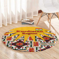 Iraq Kurdistan Region Round Carpet Traditional Pattern Yellow Red Green - Wonder Print Shop