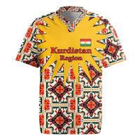 Iraq Kurdistan Region Rugby Jersey Traditional Pattern Yellow Red Green - Wonder Print Shop