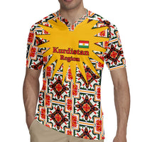Iraq Kurdistan Region Rugby Jersey Traditional Pattern Yellow Red Green - Wonder Print Shop