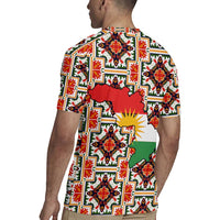 Iraq Kurdistan Region Rugby Jersey Traditional Pattern Yellow Red Green - Wonder Print Shop