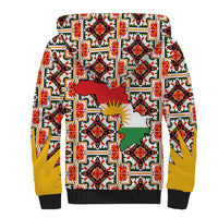 Iraq Kurdistan Region Sherpa Hoodie Traditional Pattern Yellow Red Green - Wonder Print Shop