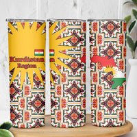 Iraq Kurdistan Region Skinny Tumbler Traditional Pattern Yellow Red Green - Wonder Print Shop