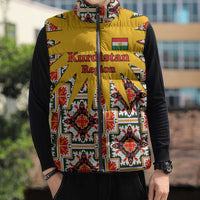 Iraq Kurdistan Region Sleeveless Puffer Jacket Traditional Pattern Yellow Red Green - Wonder Print Shop