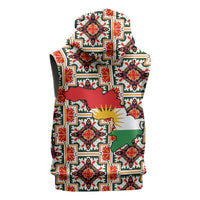 Iraq Kurdistan Region Sleeveless Zip Hoodie Traditional Pattern Yellow Red Green - Wonder Print Shop