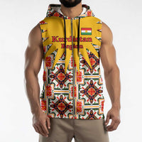 Iraq Kurdistan Region Sleeveless Zip Hoodie Traditional Pattern Yellow Red Green - Wonder Print Shop
