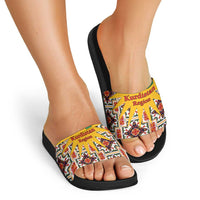 Iraq Kurdistan Region Slide Sandals Traditional Pattern Yellow Red Green - Wonder Print Shop