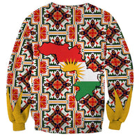 Iraq Kurdistan Region Sweatshirt Traditional Pattern Yellow Red Green - Wonder Print Shop