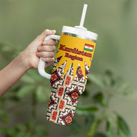 Iraq Kurdistan Region Tumbler With Handle Traditional Pattern Yellow Red Green - Wonder Print Shop