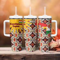Iraq Kurdistan Region Tumbler With Handle Traditional Pattern Yellow Red Green - Wonder Print Shop