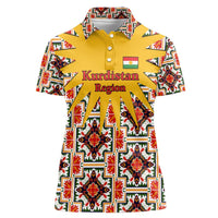 Iraq Kurdistan Region Women Polo Shirt Traditional Pattern Yellow Red Green - Wonder Print Shop