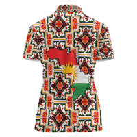 Iraq Kurdistan Region Women Polo Shirt Traditional Pattern Yellow Red Green - Wonder Print Shop