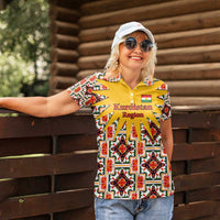 Iraq Kurdistan Region Women Polo Shirt Traditional Pattern Yellow Red Green - Wonder Print Shop