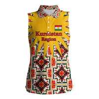 Iraq Kurdistan Region Women Sleeveless Polo Shirt Traditional Pattern Yellow Red Green - Wonder Print Shop