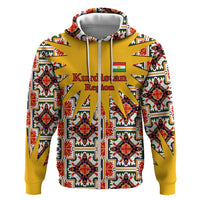 Iraq Kurdistan Region Zip Hoodie Traditional Pattern Yellow Red Green - Wonder Print Shop