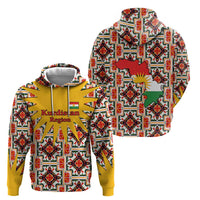 Iraq Kurdistan Region Zip Hoodie Traditional Pattern Yellow Red Green - Wonder Print Shop