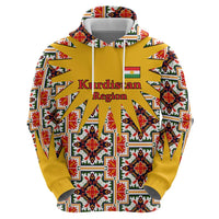 Iraq Kurdistan Region Zip Hoodie Traditional Pattern Yellow Red Green - Wonder Print Shop