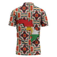 Iraq Kurdistan Region Zipper Polo Shirt Traditional Pattern Yellow Red Green - Wonder Print Shop