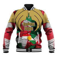 Kurdistan Region Iraq Baseball Jacket Eagle Emblem Red Green Black - Wonder Print Shop