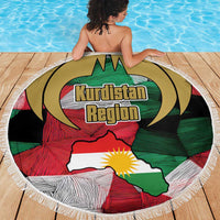 Kurdistan Region Iraq Beach Blanket Eagle Emblem Red Green Black - Wonder Print Shop