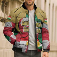 Kurdistan Region Iraq Bomber Puffer Jacket Eagle Emblem Red Green Black - Wonder Print Shop