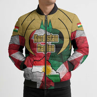 Kurdistan Region Iraq Bomber Puffer Jacket Eagle Emblem Red Green Black - Wonder Print Shop